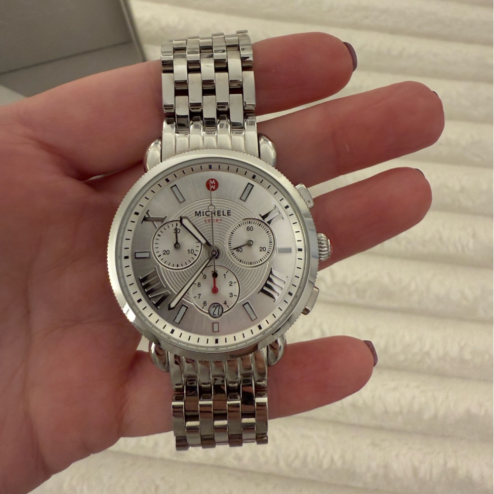 Michele Silver and White Watch - Picture 2 of 7